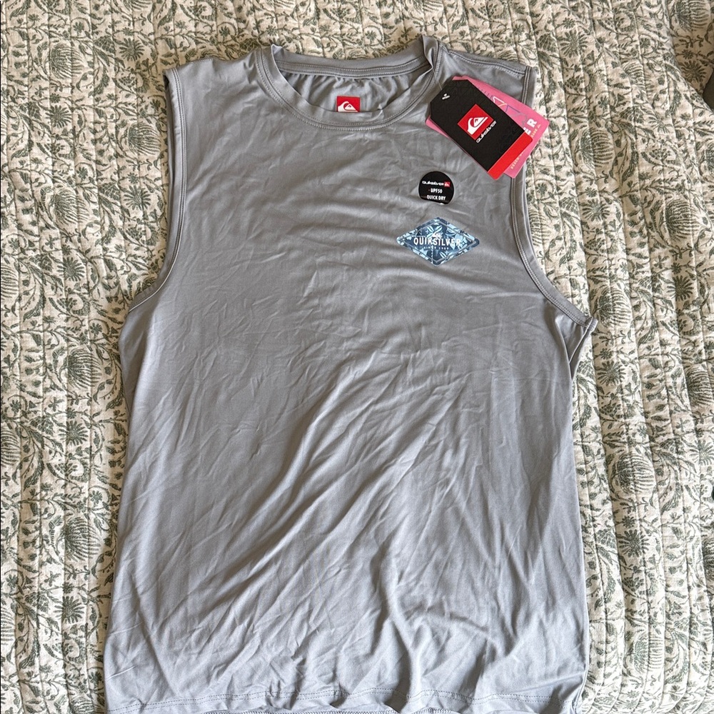 Quiksilver Men’s Tank Top — Light Gray with Blue Logo